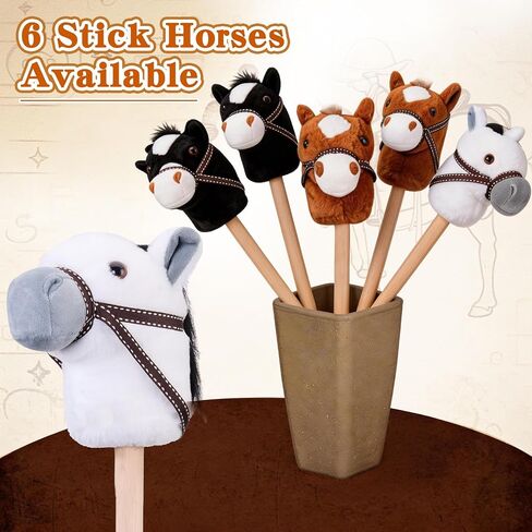 6-Piece Detachable Stick Horse, Hobby Horse Plush Toy, Kid-Safe Horse on a Stick for Party/Home/Store Decor & Play, Easy Assembly in Kuwait