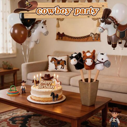 6-Piece Detachable Stick Horse, Hobby Horse Plush Toy, Kid-Safe Horse on a Stick for Party/Home/Store Decor & Play, Easy Assembly in Kuwait