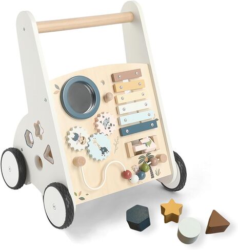 Freniland Wooden Baby Walker，Baby Walker with Wheels for Toddlers 18M+，Montessori Toys with Bead Maze, Xylophone and Storage for Boy and Girl in Kuwait