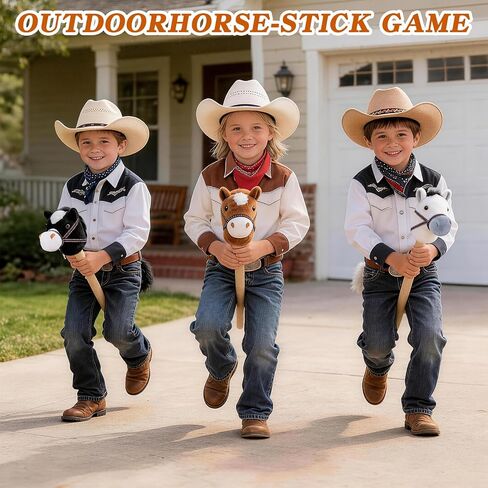 6-Piece Detachable Stick Horse, Hobby Horse Plush Toy, Kid-Safe Horse on a Stick for Party/Home/Store Decor & Play, Easy Assembly in Kuwait