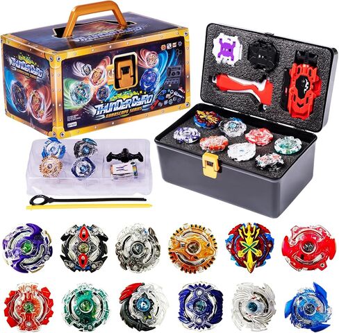 X Pro Battling Tops – 12-Pack Upgraded Set with 3 Launchers | , Handle Grip, DIY Stickers & Case – Great Christmas Halloween Birthday Gift for Kids Boys in Kuwait