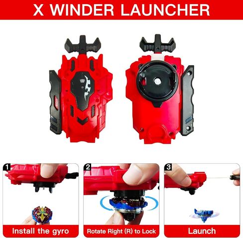 X Pro Battling Tops – 12-Pack Upgraded Set with 3 Launchers | , Handle Grip, DIY Stickers & Case – Great Christmas Halloween Birthday Gift for Kids Boys in Kuwait