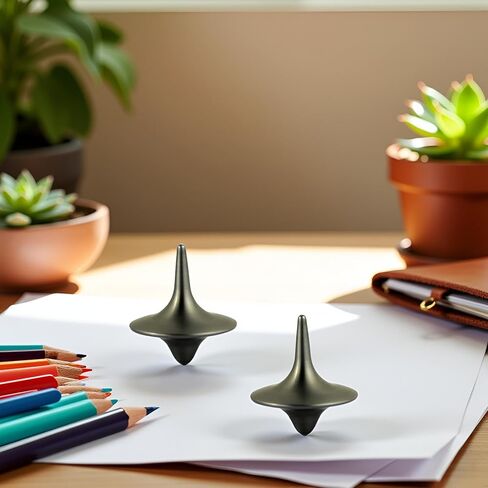 2Pcs Silver Accurate Spinning Top,Forever Spin,Portable Precision Metal Spinner Top Premium Exquisite Perfect Balance Desktop Gyro Ornaments Vintage Totem Zinc Alloy Prop Desk Little Fidget Ornament in Kuwait