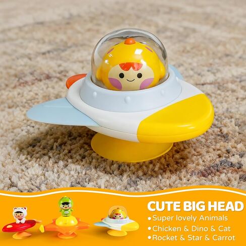 BEESTECH Suction Cup Spinner Toys for 1 2 3 Years Old Boys Girls, Bath Toys for Toddlers 1-3, Travel Toys for Kids Car Rides Flight Trip, Novelty Spinning Top for Baby Gifts in Kuwait