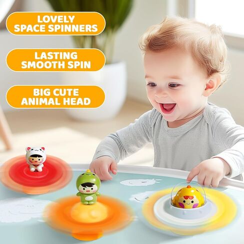 BEESTECH Suction Cup Spinner Toys for 1 2 3 Years Old Boys Girls, Bath Toys for Toddlers 1-3, Travel Toys for Kids Car Rides Flight Trip, Novelty Spinning Top for Baby Gifts in Kuwait
