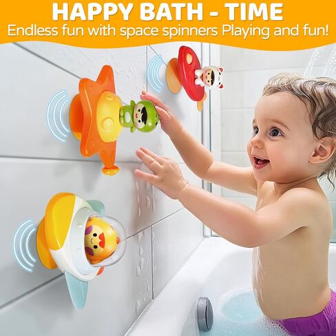 BEESTECH Suction Cup Spinner Toys for 1 2 3 Years Old Boys Girls, Bath Toys for Toddlers 1-3, Travel Toys for Kids Car Rides Flight Trip, Novelty Spinning Top for Baby Gifts in Kuwait