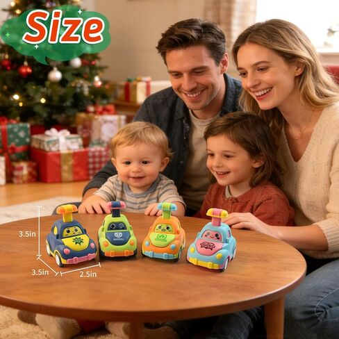 soi-meme 4 Pack Press and Go Car Toys for Toddlers 1-3 Year Old Boys, Easy Push Down Action, Certified CPSC- Learning Cause Effect Toddler Toy, Gifts for 1+ Year Old Baby Boy Girl in Kuwait