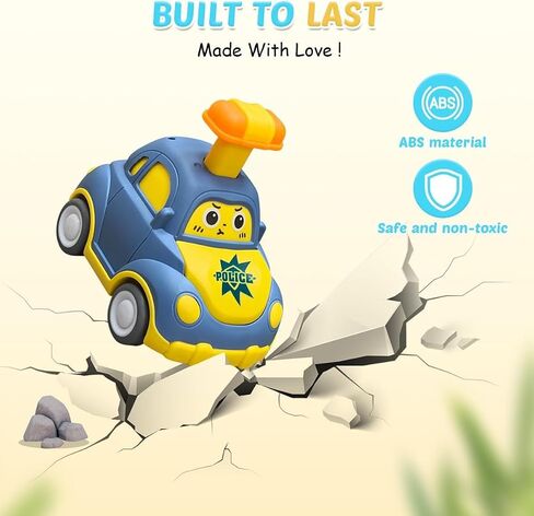 soi-meme 4 Pack Press and Go Car Toys for Toddlers 1-3 Year Old Boys, Easy Push Down Action, Certified CPSC- Learning Cause Effect Toddler Toy, Gifts for 1+ Year Old Baby Boy Girl in Kuwait