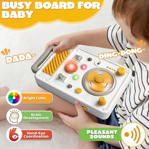 Montessori Toy Busy Board for 1 Year Old, Airplane Essential Travel Toys Roadtrip Activities for Toddler Boy Toy Educational LED Light Switch Learning Activity Sensory Board for Toddler 1-3 Girl Gift in Kuwait