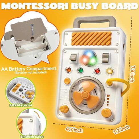 Montessori Toy Busy Board for 1 Year Old, Airplane Essential Travel Toys Roadtrip Activities for Toddler Boy Toy Educational LED Light Switch Learning Activity Sensory Board for Toddler 1-3 Girl Gift in Kuwait