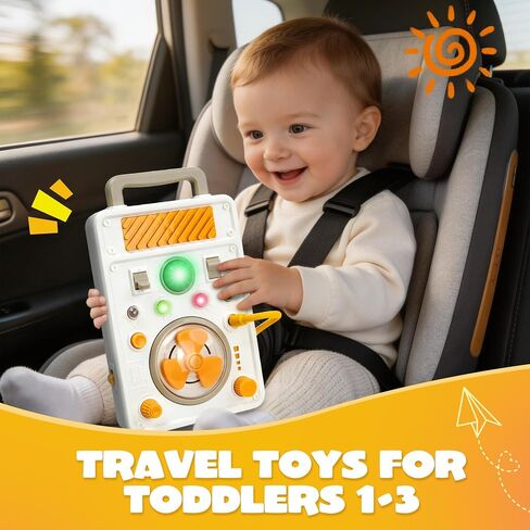 Montessori Toy Busy Board for 1 Year Old, Airplane Essential Travel Toys Roadtrip Activities for Toddler Boy Toy Educational LED Light Switch Learning Activity Sensory Board for Toddler 1-3 Girl Gift in Kuwait