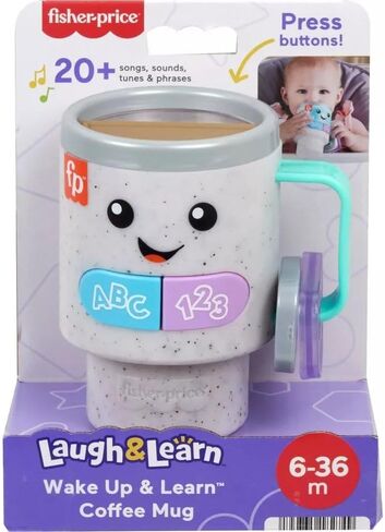 Fisher-Price Baby & Toddler Toy Laugh & Learn Coffee Mug Musical Activity with Lights & Educational Songs for Infants Ages 6+ Months | Pretend Cup, Educational Music & Lights, Busy Activities, Infants & Toddlers Ages 6+ Months in Kuwait