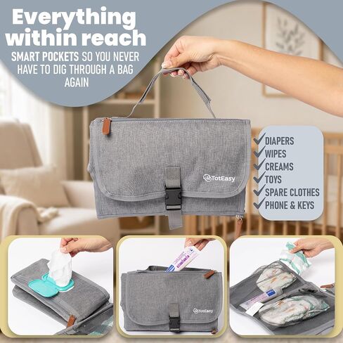 Portable Changing Pad - Changing Pad Travel Extra Long Waterproof with Storage and Wipes Pocket - Foldable Baby Diaper Changing Pad - Portable Changing Station for Travel, On-the-Go Parents & Newborns in Kuwait