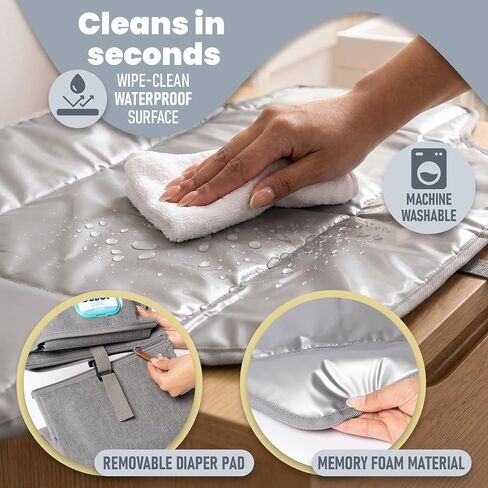 Portable Changing Pad - Changing Pad Travel Extra Long Waterproof with Storage and Wipes Pocket - Foldable Baby Diaper Changing Pad - Portable Changing Station for Travel, On-the-Go Parents & Newborns in Kuwait