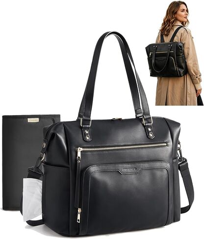 mommore PU Leather Convertible Diaper Bag Backpack, Crossbody Bag Tote | Converts into Diaper Backpack, Crossbody Bag, PU Leather Tote, Waterproof Changing Pad in Kuwait