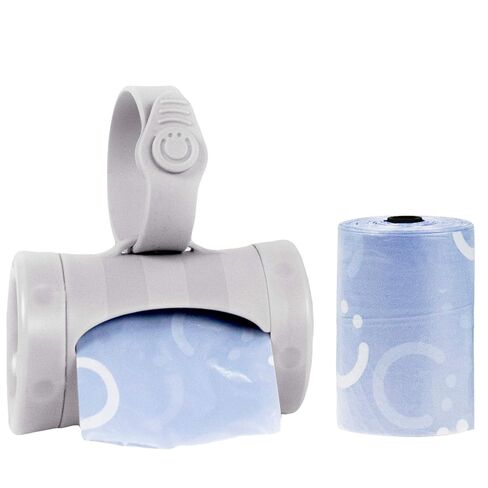 Ubbi Retractable Bag Dispenser for Diaper Bag Value Set, Taupe | Portable Bag Holder for Travel, Clips to Stroller or Diaper Bag, Newborn Baby Essentials, Includes 60 Lavender Scented Bags in Kuwait