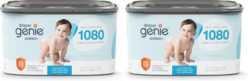 The Diaper Genie Jumbo+ Square Refill, with continuous film, can hold up to 1080 newborn-sized diapers per refill. (Pack of 2) in Saudi Arabia