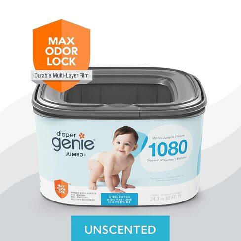 The Diaper Genie Jumbo Square Refill, with Continuous Film, can Hold up to 1080 Newborn-Sized Diapers per Refill (Pack of 2) in Kuwait