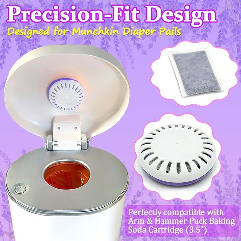 Odor Eliminator Cartridge for Munchkin Step and Pail Diaper Pail | 3.5 in Deodorizer Odor Absorber, 1 Puck Cartridge & 4 Lavender Scented Refills in Kuwait