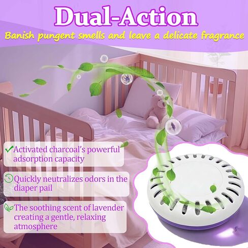 Odor Eliminator Cartridge for Munchkin Step and Pail Diaper Pail | 3.5 in Deodorizer Odor Absorber, 1 Puck Cartridge & 4 Lavender Scented Refills in Kuwait