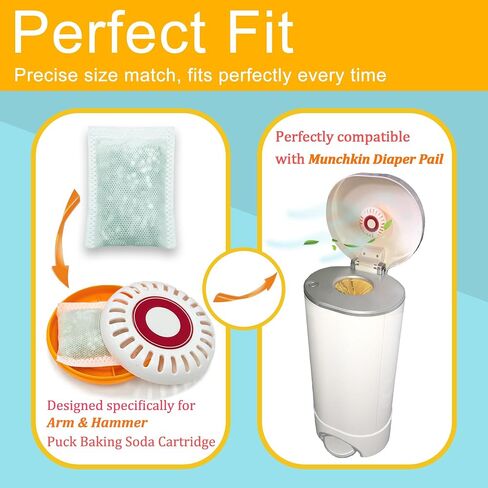 Diaper Pail Deodorizer for Munchkin Step and Pail Diaper Pails | Odor Removing Baking Refills Compatible with Arm & Hammer Puck Cartridge, Ocean Aroma, 6 PCS in Kuwait