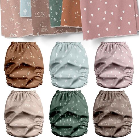 Mama Koala 3.0 Baby Cloth Diapers with 6 Inserts Bundle, with 2 Pack Pail Liners, and 2 Rolls Natural Liners in Kuwait
