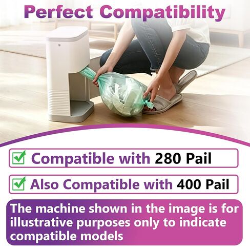 12 Pcs Adult Diaper Pail Liners Compatible with Akord 280 Slim | Odor Locking Continuous Roll System, Easy Cut & Tie, Lightly Scented, Green in Saudi Arabia