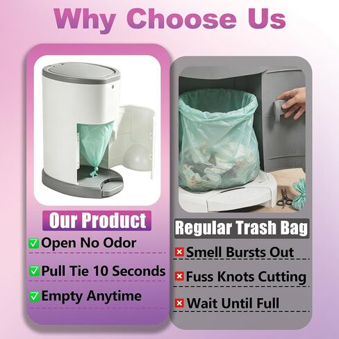 12 Pcs Adult Diaper Pail Liners Compatible with Akord 280 Slim | Odor Locking Continuous Roll System, Easy Cut & Tie, Lightly Scented, Green in Saudi Arabia