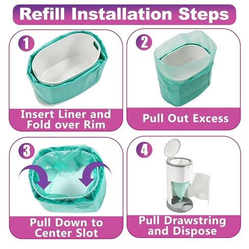12 Pcs Adult Diaper Pail Liners Compatible with Akord 280 Slim | Odor Locking Continuous Roll System, Easy Cut & Tie, Lightly Scented, Green in Saudi Arabia