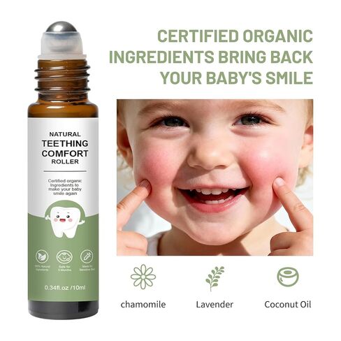 Teething Roller, Teething Oil Roller with Chamomile & Rose Oil, Gentle Roll-On Formula, Easy to Use, Portable Daily Care (Green 2PC) in Kuwait