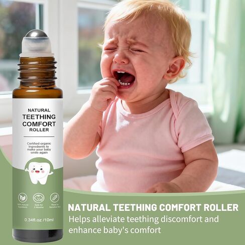 Teething Roller, Teething Oil Roller with Chamomile & Rose Oil, Gentle Roll-On Formula, Easy to Use, Portable Daily Care (Green 2PC) in Kuwait