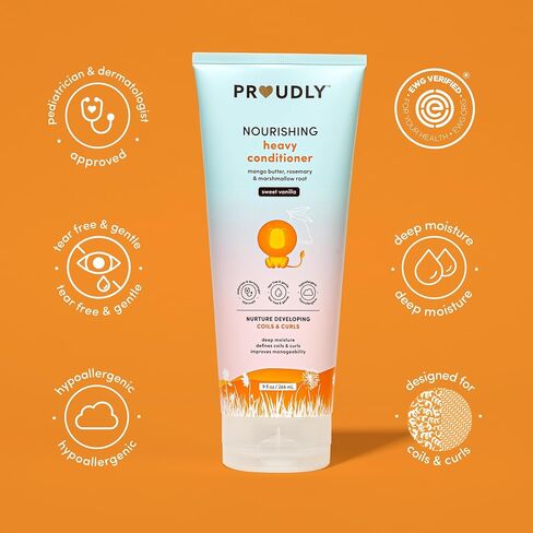 PROUDLY Nourishing Curly & Coily Hair Baby Conditioner by Gabrielle Union & Dwyane Wade, for Black & Brown Babies, Dry, Sensitive Skin, Sweet Vanilla, 2-Pack in Kuwait