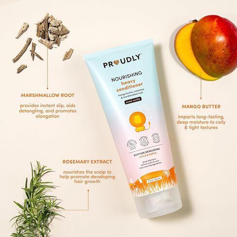 PROUDLY Nourishing Curly & Coily Hair Baby Conditioner by Gabrielle Union & Dwyane Wade, for Black & Brown Babies, Dry, Sensitive Skin, Sweet Vanilla, 2-Pack in Kuwait