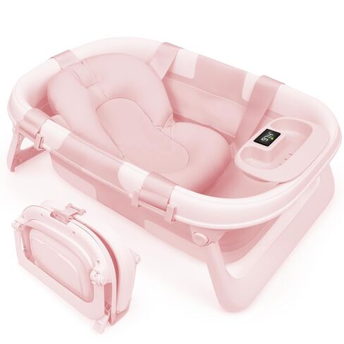 Jool Baby Foldable Baby Bathtub – Portable for Travel – Thermometer (Sage) | Grows With Baby Through Every Stage - Folds Flat for Compact Storage – Perfect for Apartments & Families On the Go in Kuwait