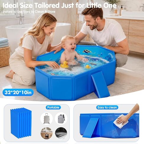 2026 Toddler Bath Tub for Shower, Portable Bathtub for Kids, Toddler,Thickened Toddler Bathtub Foldable – Portable, Travel & Shower Ready, Easy to Clean,Ocean Theme, 12M-5Y in Kuwait