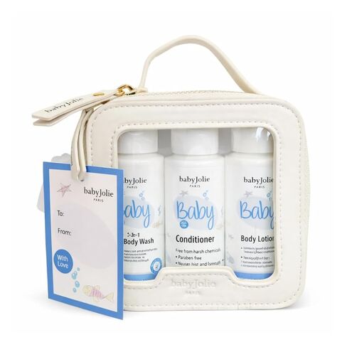 Baby Jolie Travel Kit and Baby Gift Set, 2 oz Each | 2-in-1 Hair & Body Wash, Conditioner & Body Lotion, Dermatologically Tested, Reusable Zip Pouch in Kuwait