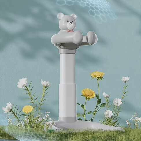 Baby Shower Stand, Foldable Baby Bear Bath Stand Adjustable Infant Bath Support Toddler Showers Stands with Anti-Slip Base Drainage Holes Shower Head Holder for Infants 8-36 Months Gift Grey Bear in Kuwait