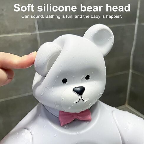 Baby Shower Stand, Foldable Baby Bear Bath Stand Adjustable Infant Bath Support Toddler Showers Stands with Anti-Slip Base Drainage Holes Shower Head Holder for Infants 8-36 Months Gift Grey Bear in Kuwait