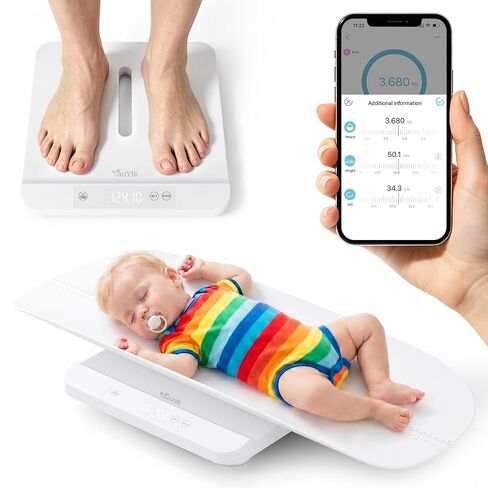 YAUYIK Baby Scale, 330lbs Capacity Baby Weight Scale & Pet Scale, Accurate Baby Scales for Weighing Infants to Adults, LED Display with Tare & Hold Function, 27-inch Height Measurement Tray in Kuwait