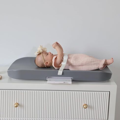 2-in-1 Baby Scale, Contoured Wipe-Clean Foam, Non-Porous Waterproof Surface, Digital Baby Weighing Pad for Routine Changes, Safety Strap, Neutral Nursery Essential in Kuwait