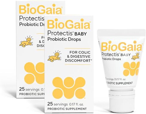 BioGaia Protectis Baby Probiotic Drops | Baby Essentials for Colic & Gas Relief | Safe for Newborns | Ease Crying, Fussing, Colic, Gas, Spit-ups & Constipation | No Dairy, Soy & Gluten | 5mL (2-Pack) | Pediatrician-recommended | Ease Crying, Fussing, Coli in Kuwait