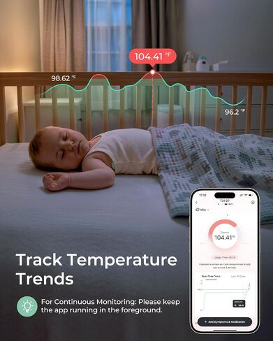 Momcozy Wearable Digital Thermometer for Baby, Medical-Grade Accurate Smart Thermometer, Instant Reads, APP Real-time Monitoring Thermometer for Kids & Infants, Hypoallergenic 3M Sticker,Bluetooth in Kuwait