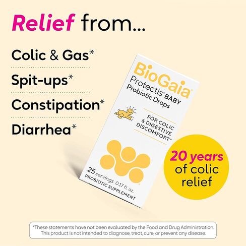 BioGaia Protectis Baby Probiotic Drops | Baby Essentials for Colic & Gas Relief | Safe for Newborns | Ease Crying, Fussing, Colic, Gas, Spit-ups & Constipation | No Dairy, Soy & Gluten | 5mL (2-Pack) | Pediatrician-recommended | Ease Crying, Fussing, Coli in Kuwait