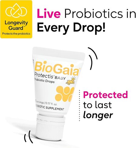 BioGaia Protectis Baby Probiotic Drops | Baby Essentials for Colic & Gas Relief | Safe for Newborns | Ease Crying, Fussing, Colic, Gas, Spit-ups & Constipation | No Dairy, Soy & Gluten | 5mL (2-Pack) | Pediatrician-recommended | Ease Crying, Fussing, Coli in Kuwait