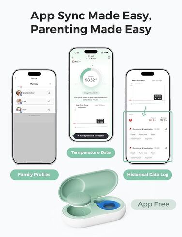 Momcozy Wearable Digital Thermometer for Baby, Medical-Grade Accurate Smart Thermometer, Instant Reads, APP Real-time Monitoring Thermometer for Kids & Infants, Hypoallergenic 3M Sticker,Bluetooth in Kuwait