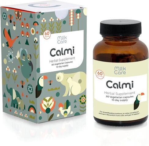 Calmi Postpartum Baby Gas Relief Supplement for Breastfeeding Mothers, Traditional Herbal Nursing Blend with Fennel, Ginger and Chamomile, Supports Digestive Comfort and Calm, Vegan, 60 Capsules in Kuwait