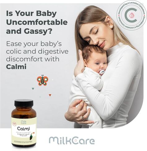 Calmi Postpartum Baby Gas Relief Supplement for Breastfeeding Mothers, Traditional Herbal Nursing Blend with Fennel, Ginger and Chamomile, Supports Digestive Comfort and Calm, Vegan, 60 Capsules in Kuwait