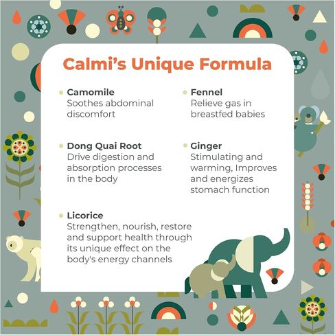 Calmi Postpartum Baby Gas Relief Supplement for Breastfeeding Mothers, Traditional Herbal Nursing Blend with Fennel, Ginger and Chamomile, Supports Digestive Comfort and Calm, Vegan, 60 Capsules in Kuwait