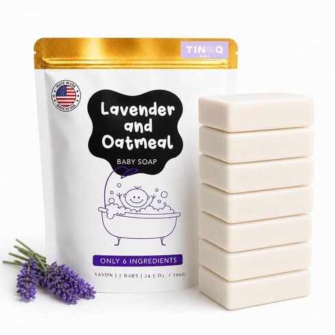 Baby Soap Bar For Sensitive Skin | Natural Bath Soap For Toddlers Kids Adults | Relaxing Organic Lavender Essential Oil | No Artificial Fragrance | Only 6 Ingredients | Vegan | No SLS | 5 Bars in Kuwait