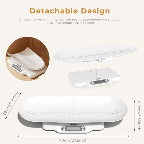 Digital Baby Scale with Removable Tray, 66 lbs | Newborns & toddlers weighing, puppy & cat friendly, curved design, intelligent hold function, accurate to 2g in Kuwait